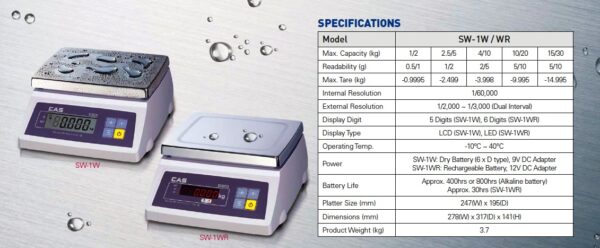 CAS Weighing Scale - SW-1WR (Waterproof) - Image 2